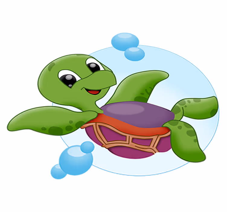 動物 ビニールマット 赤ちゃんカメが遊んでいる - TENSTICKERS