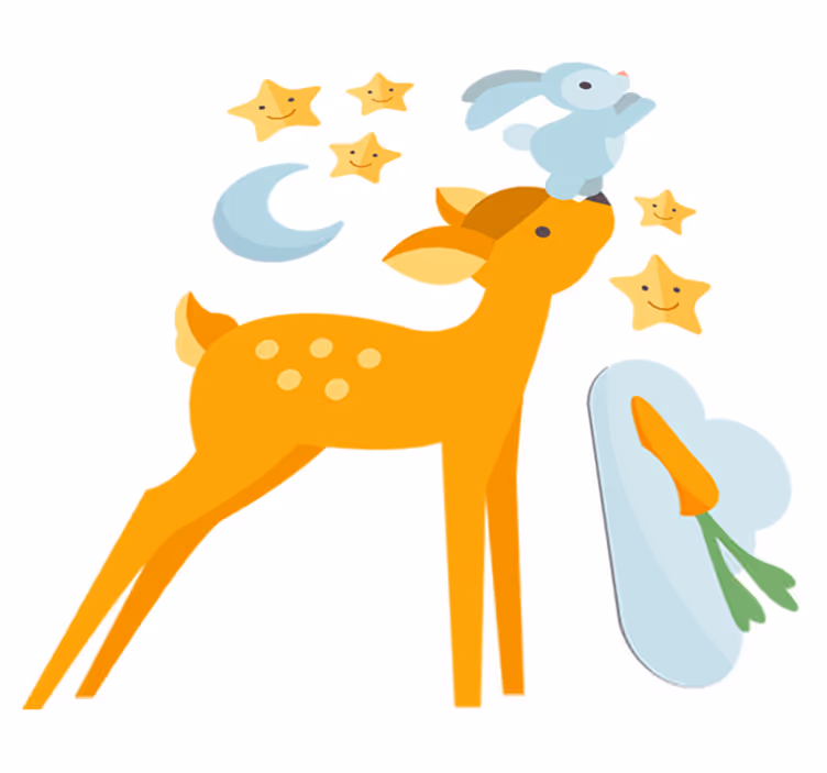 動物 ビニールマット 鹿とウサギ - TENSTICKERS