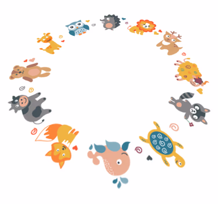 動物 ビニールマット 赤ちゃん動物のサークル - TENSTICKERS