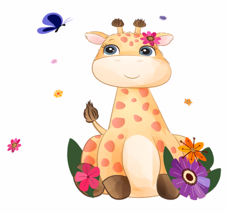 動物 ビニールマット 子供のための野生のアフリカ キリンの女の子 - TENSTICKERS