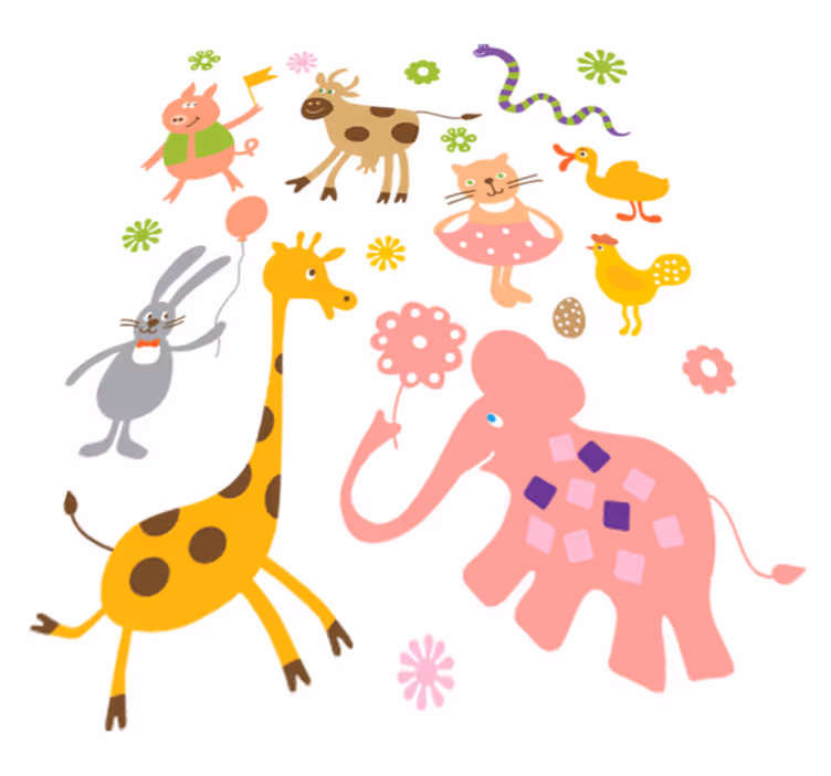 動物 ビニールマット カラフルな生き物 - TENSTICKERS
