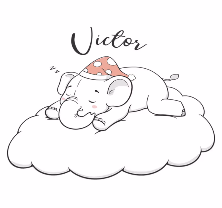 動物 ビニールマット 雲の上の名前入り象 - TENSTICKERS