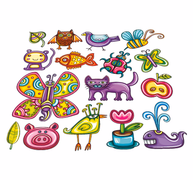 動物 ビニールマット カラフルスタイル - TENSTICKERS