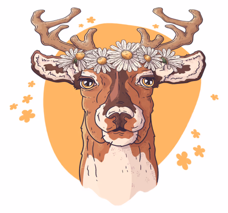 動物 ビニールマット 花の鹿 - TENSTICKERS