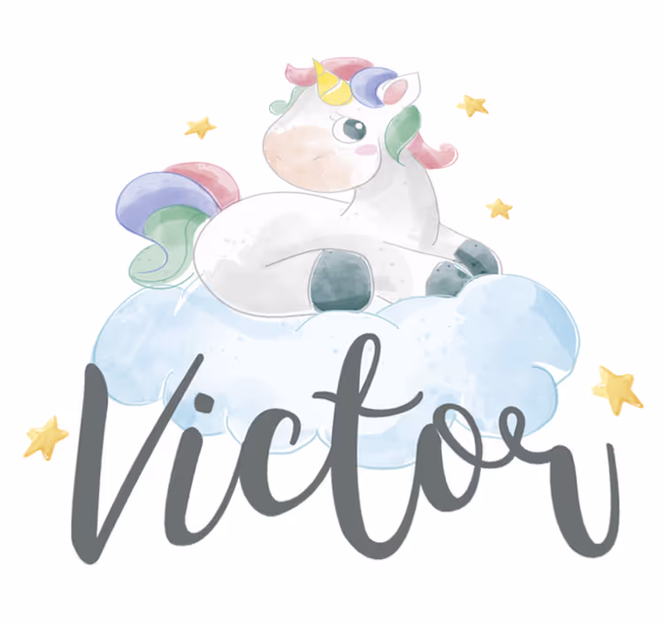 動物 ビニールマット 水彩のユニコーンと雲 - TENSTICKERS