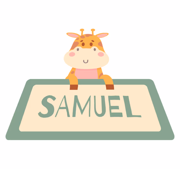 動物 ビニールマット 名前入りのキリンラベル - TENSTICKERS