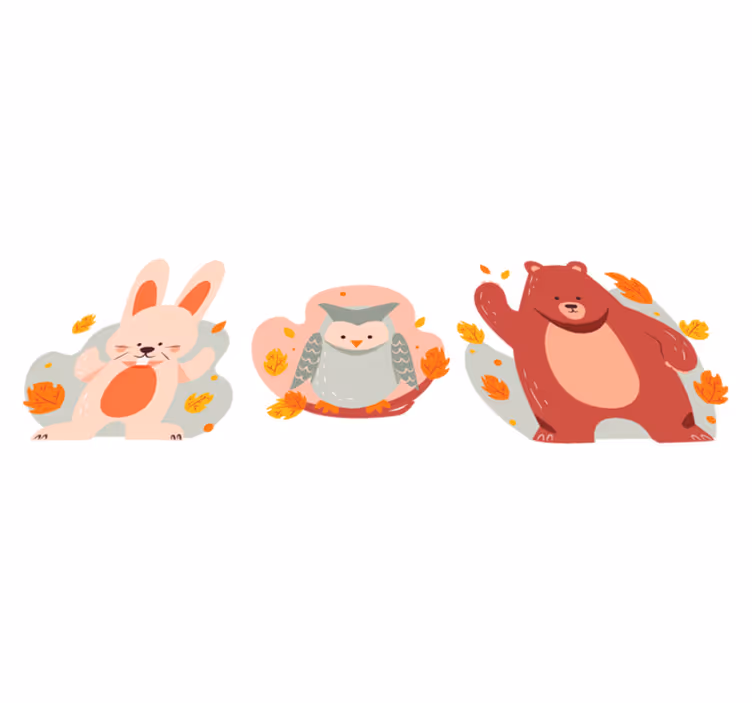 動物 ビニールマット クマとウッドラビット - TENSTICKERS