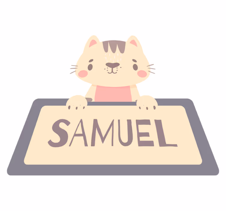 動物 ビニールマット 名前入り猫ラベル - TENSTICKERS