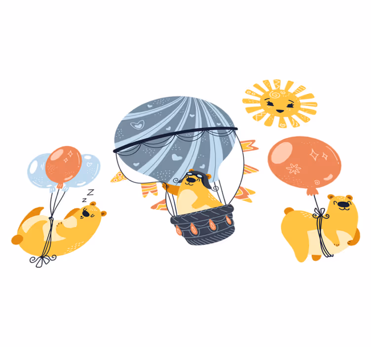 動物 ビニールマット 風船にぶら下がる動物たち - TENSTICKERS