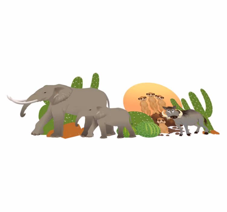 動物 ビニールマット サファリ動物シーン - TENSTICKERS