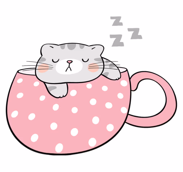 動物 ビニールマット 眠る猫のカップ - TENSTICKERS