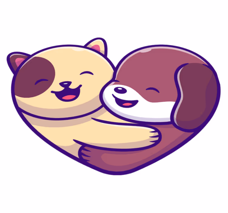 動物 ビニールマット かわいい動物の抱擁 - TENSTICKERS