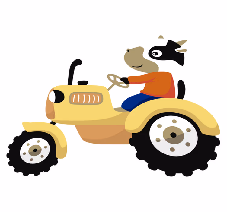 動物 ビニールマット トラクターに乗った牛 - TENSTICKERS