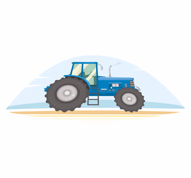 動物 ビニールマット 青いトラクターのイラスト - TENSTICKERS
