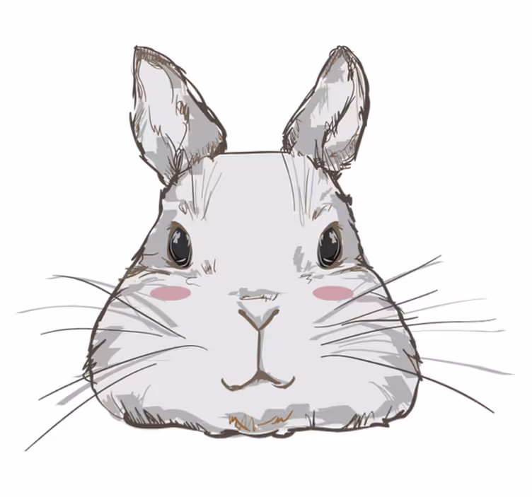 動物 ビニールマット かわいいウサギの頭 - TENSTICKERS
