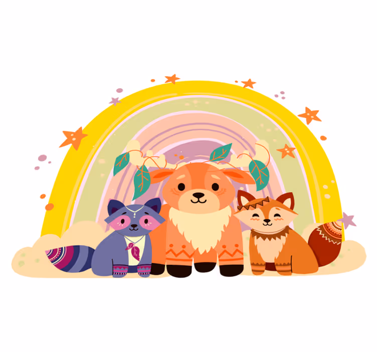 動物 ビニールマット 魅力的な生き物トリオ - TENSTICKERS