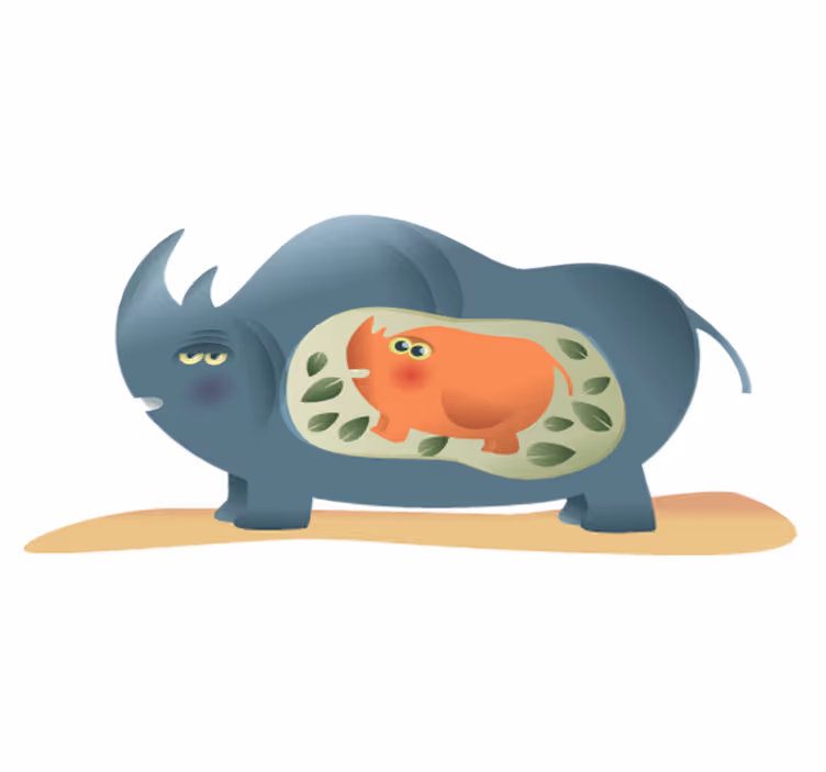 動物 ビニールマット 妊娠中のサイの母親 - TENSTICKERS