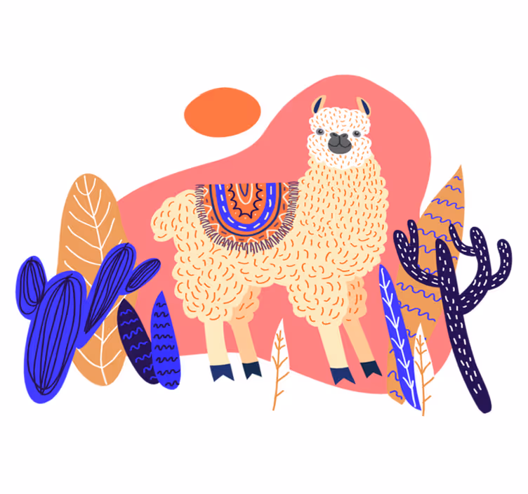 動物 ビニールマット ペルーのラマとサボテン - TENSTICKERS