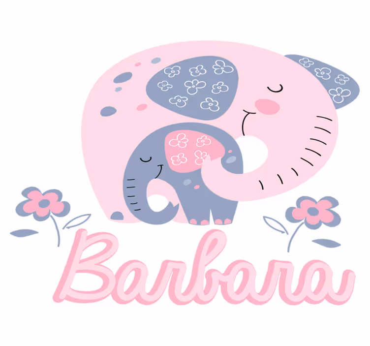 動物 ビニールマット ハートと名前入りの象 - TENSTICKERS
