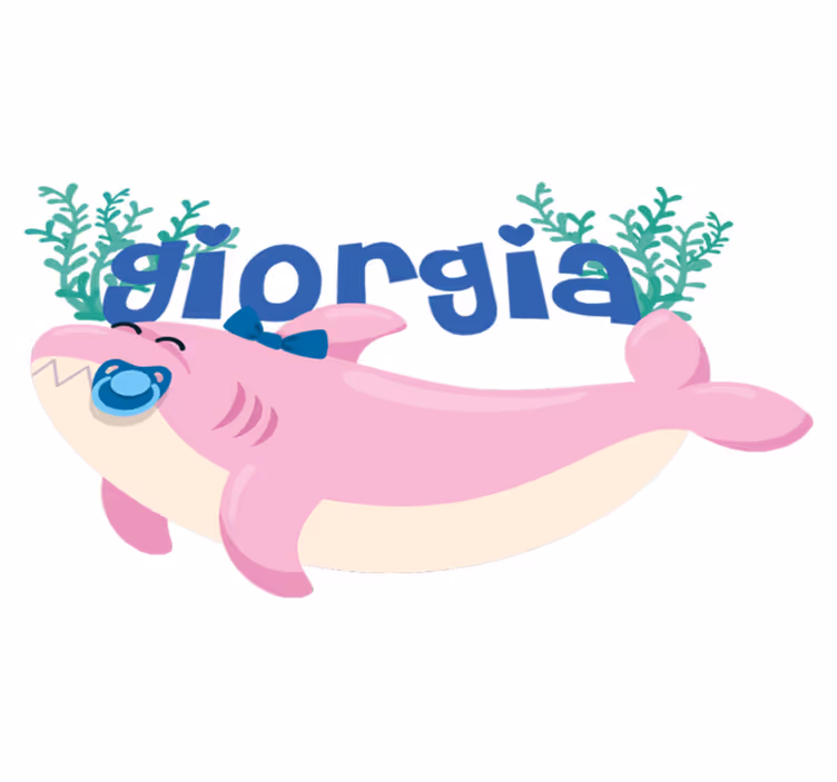 動物 ビニールマット 女の子の名前入りベイビーシャーク - TENSTICKERS
