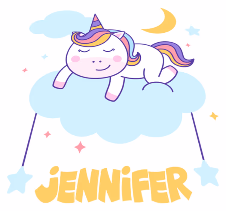 動物 ビニールマット 眠るユニコーンのパーソナライズされた虹 - TENSTICKERS
