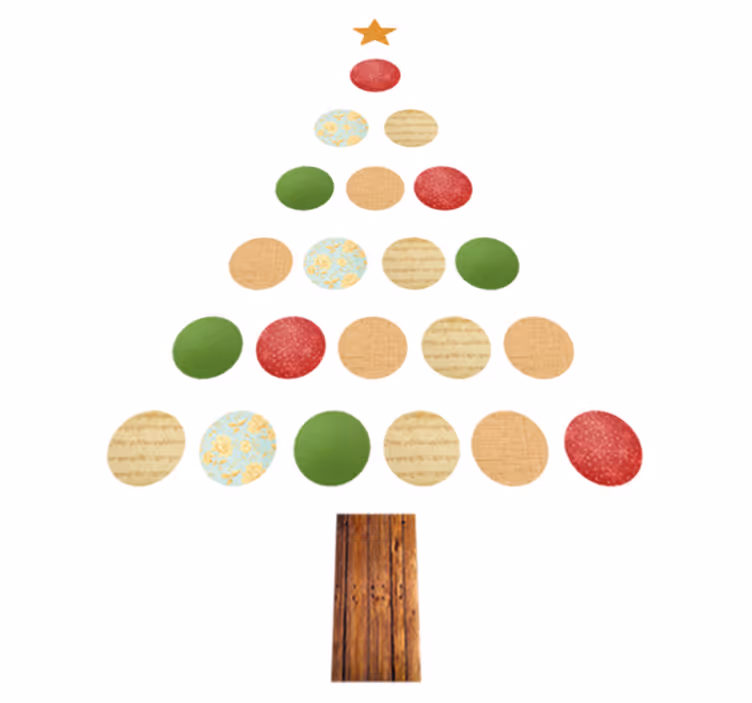 クリスマスの壁画カラフルな木 - TENSTICKERS