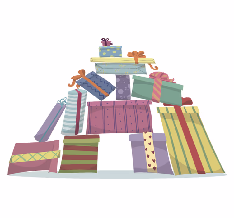 クリスマスの壁画贈り物の山 - TENSTICKERS