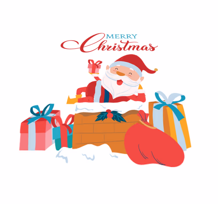 クリスマスの壁画サンタクロースと楽しいクリスマス - TENSTICKERS