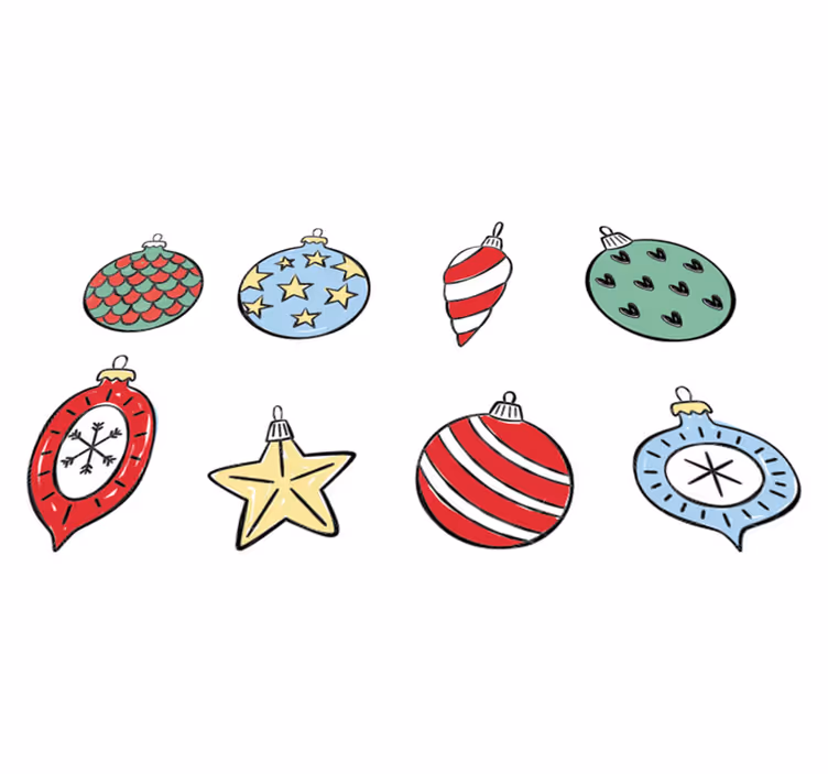 クリスマスの壁画 ヴィンテージクリスマスボールセット - TENSTICKERS
