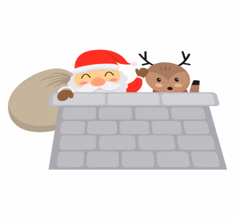 クリスマスの壁画 サンタとトナカイ - TENSTICKERS
