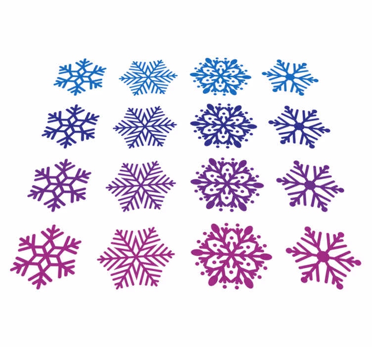 クリスマスの壁画紫と青の雪の結晶パック - TENSTICKERS