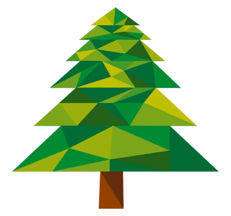 クリスマスの壁画ポリゴナルな松の木 - TENSTICKERS