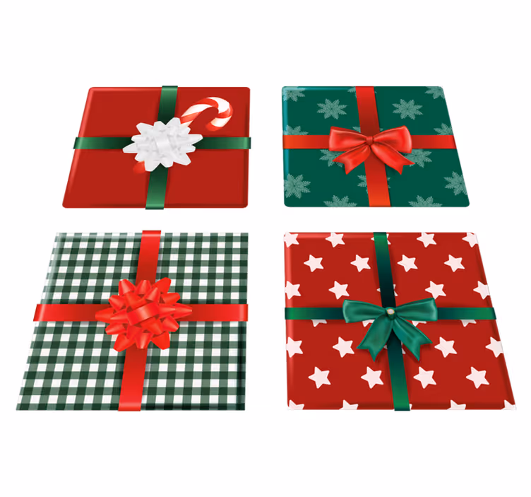 クリスマスの壁画ギフトボックスパックタイル - TENSTICKERS