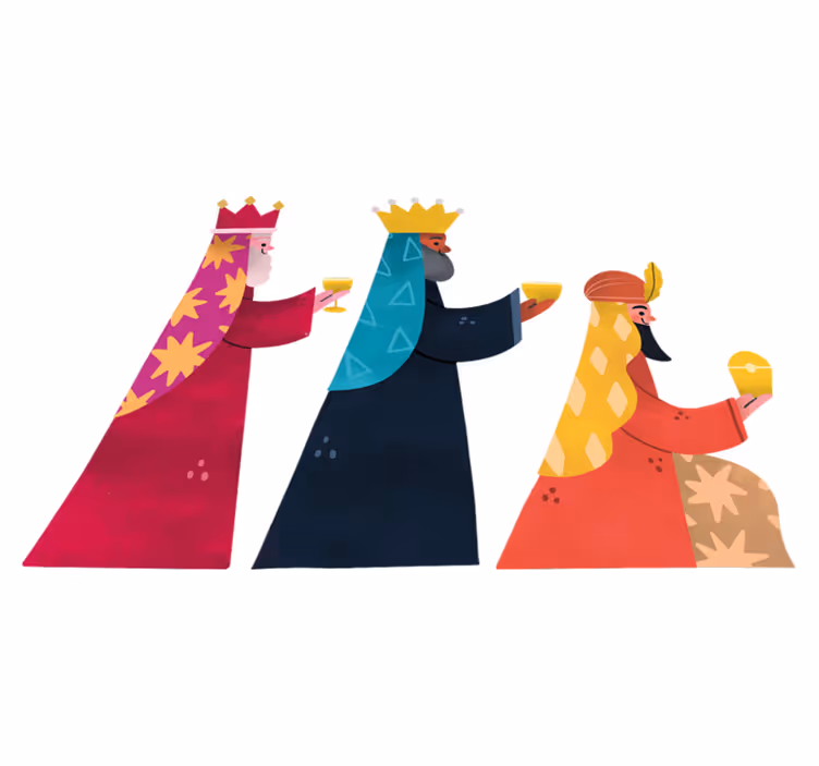 クリスマスの壁画 水彩画の三人の王 - TENSTICKERS