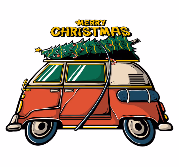 クリスマスの壁画サンタの車 - TENSTICKERS