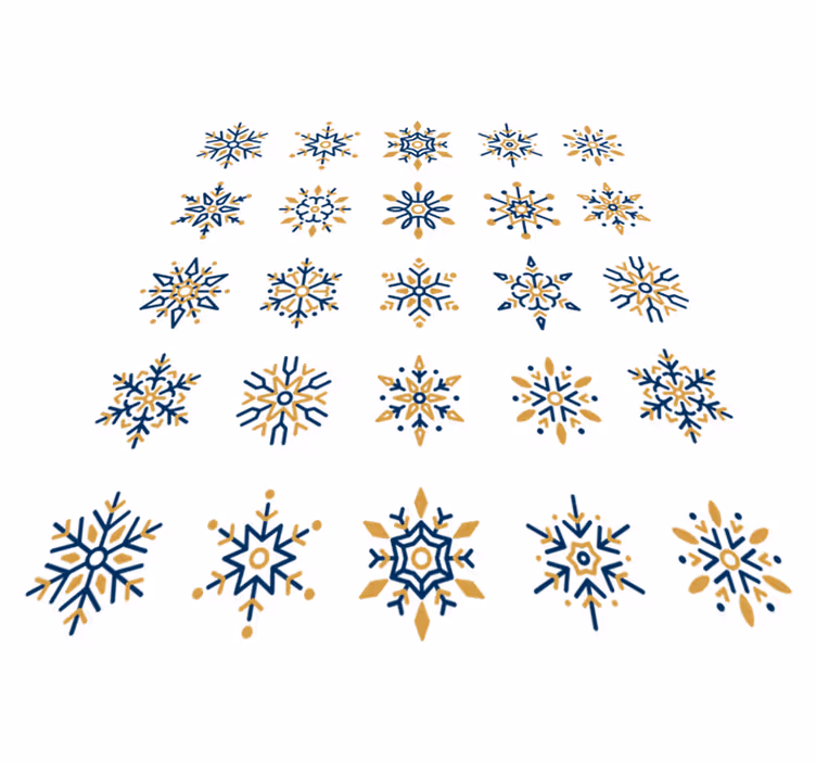 クリスマスの壁画25のユニークな雪の結晶 - TENSTICKERS