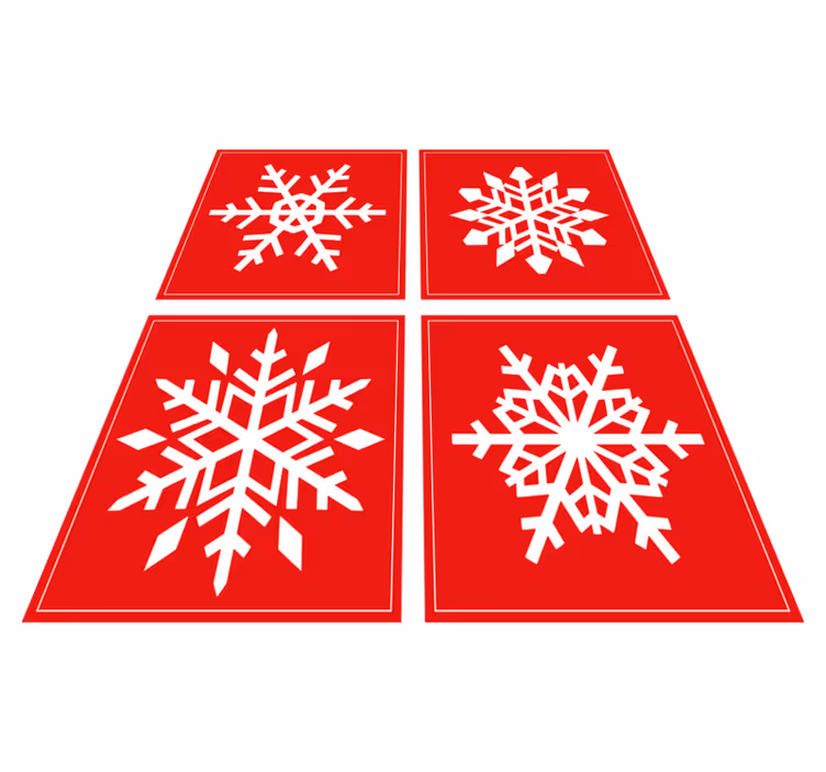 クリスマスの壁画赤い雪の結晶タイル - TENSTICKERS
