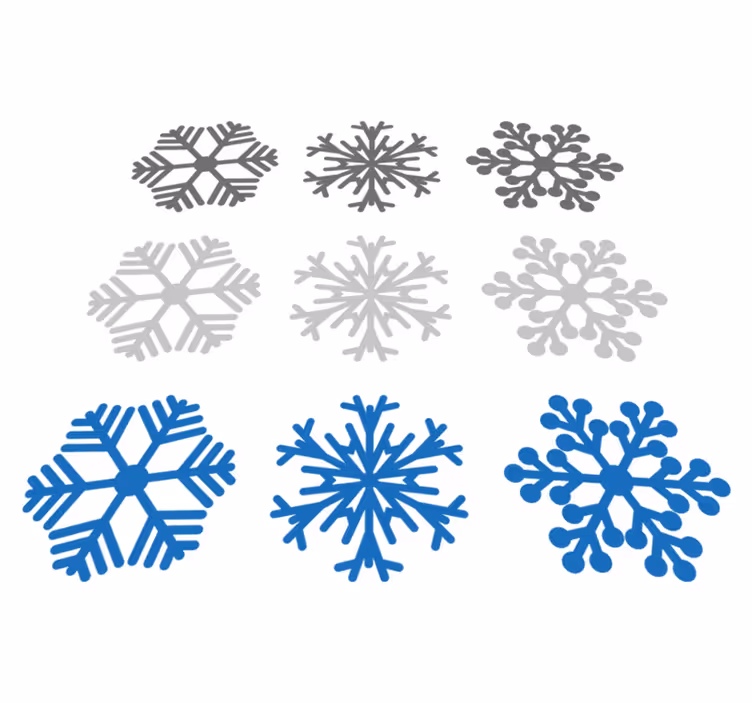 クリスマスの壁画　グレーと青の雪の結晶 - TENSTICKERS