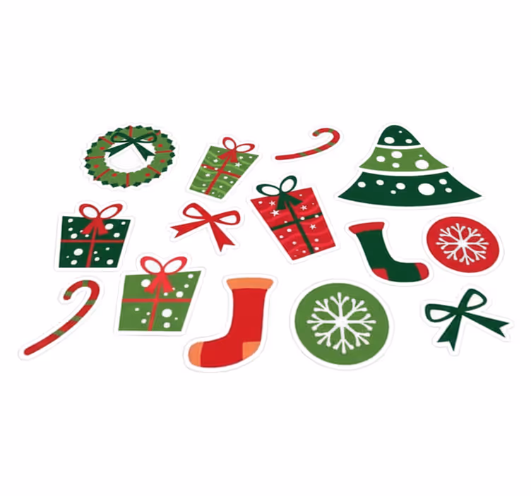 クリスマスの壁画クラシッククリスマスの要素 - TENSTICKERS