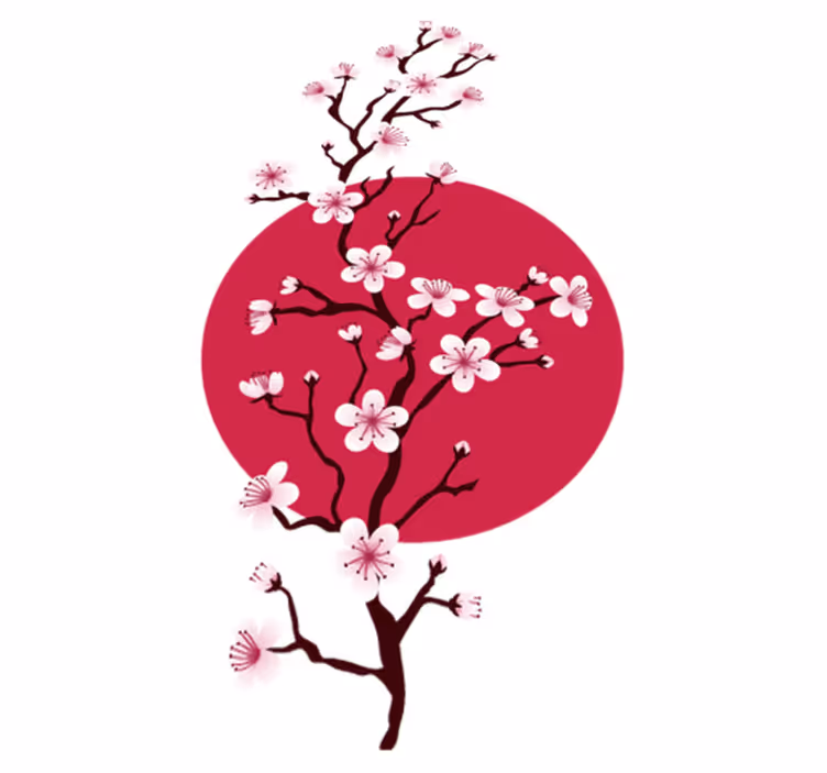 花と植物の壁画日本の桜の枝 - TENSTICKERS