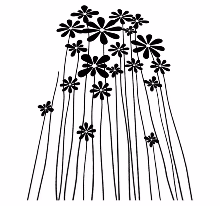 花と植物の壁画大きな黒い花 - TENSTICKERS