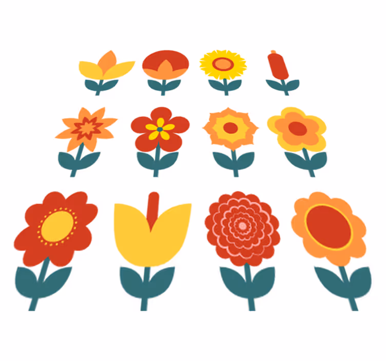 花と植物の壁画夏の花コレクション - TENSTICKERS
