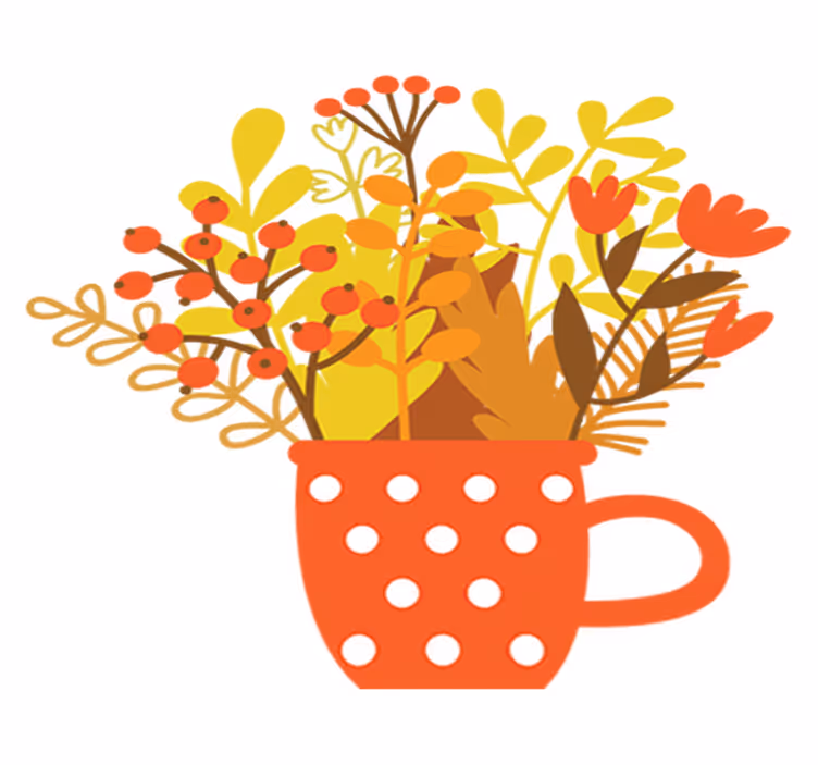 花と植物の壁画秋の瓶 - TENSTICKERS