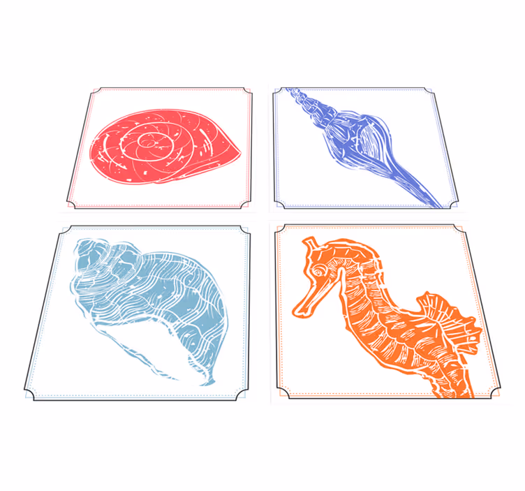 花と植物の壁画海洋生物のモチーフ - TENSTICKERS