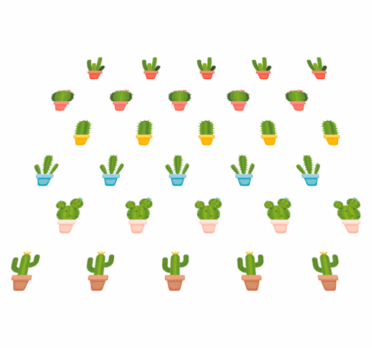 花と植物の壁画サボテン模様の画像 - TENSTICKERS