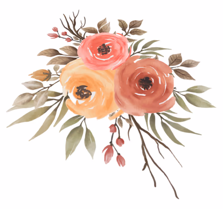 花と植物の壁画楽しい花の構成 - TENSTICKERS