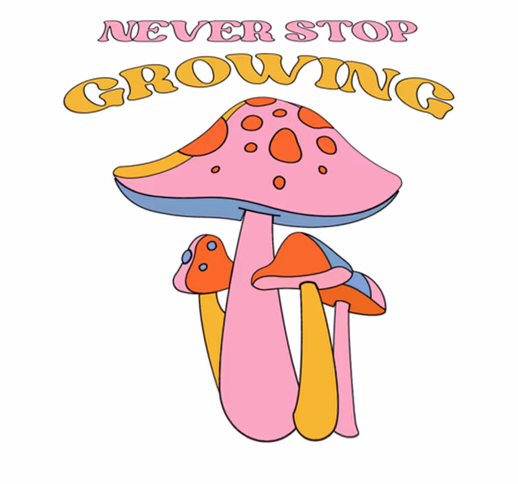 花と植物の壁画遊び心あふれるキノコの成長 - TENSTICKERS