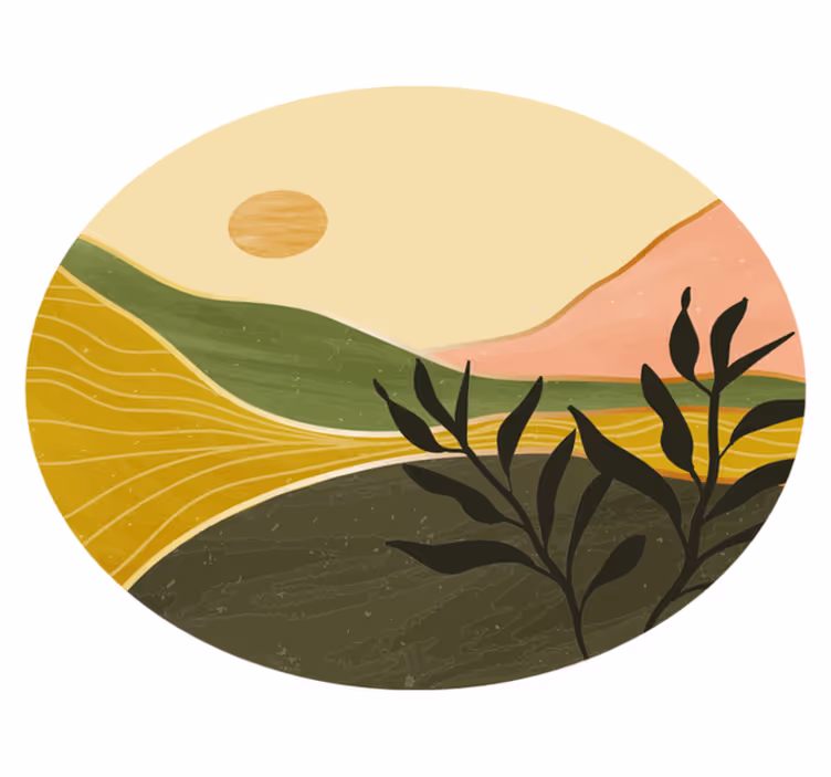 花と植物の壁画穏やかな風景シーン - TENSTICKERS