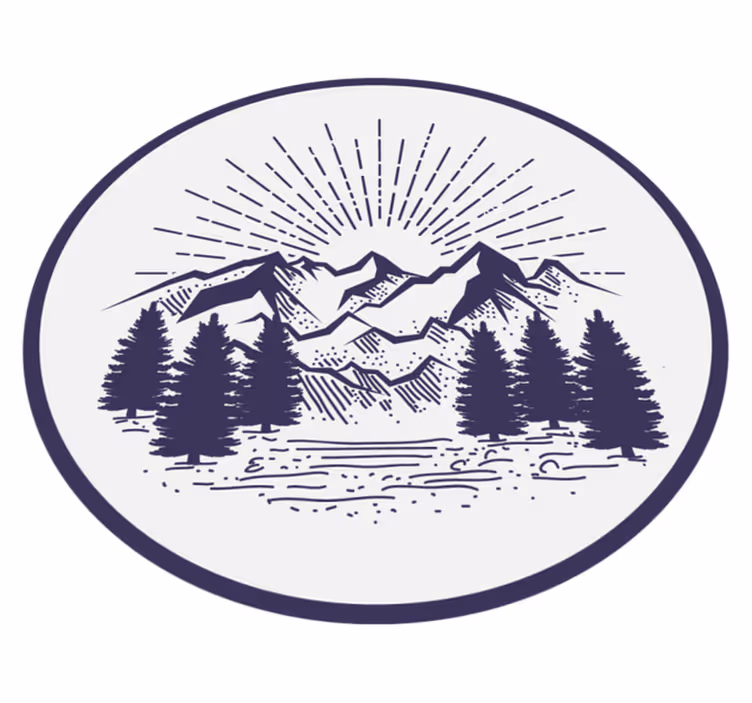 花と植物の壁画山の風景サークル - TENSTICKERS