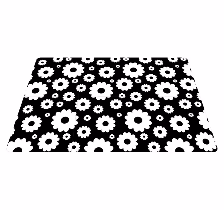 花と植物の壁画 白と黒のデイジー - TENSTICKERS